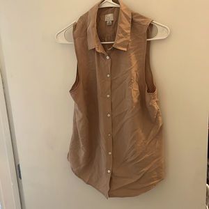 Tan Button Up Tank Top with Pearly Buttons Size US Medium